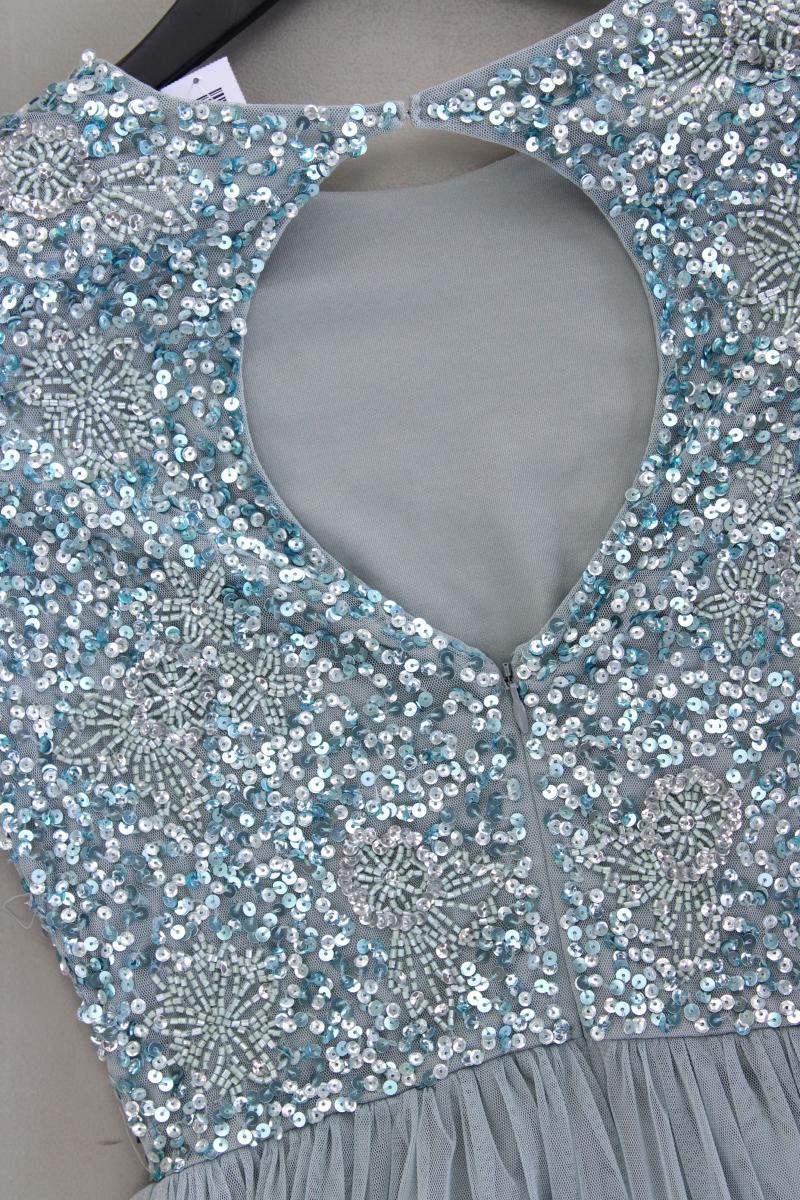 LACE&BEADS Abendkleid Ballkleid Gr. S Kurzarm mit Pailletten blau aus Polyester
