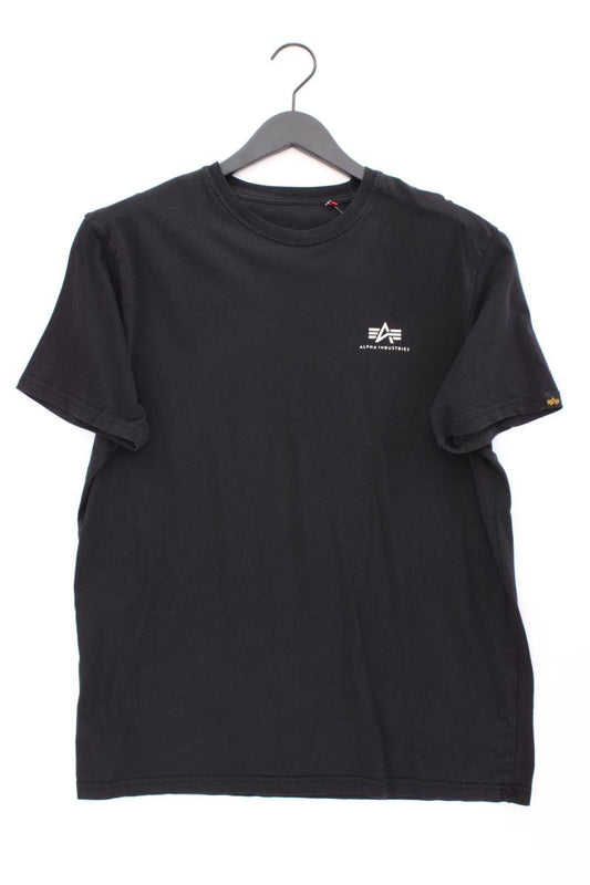 ALPHA INDUSTRIES T-Shirt für Herren Gr. L Kurzarm schwarz aus Baumwolle