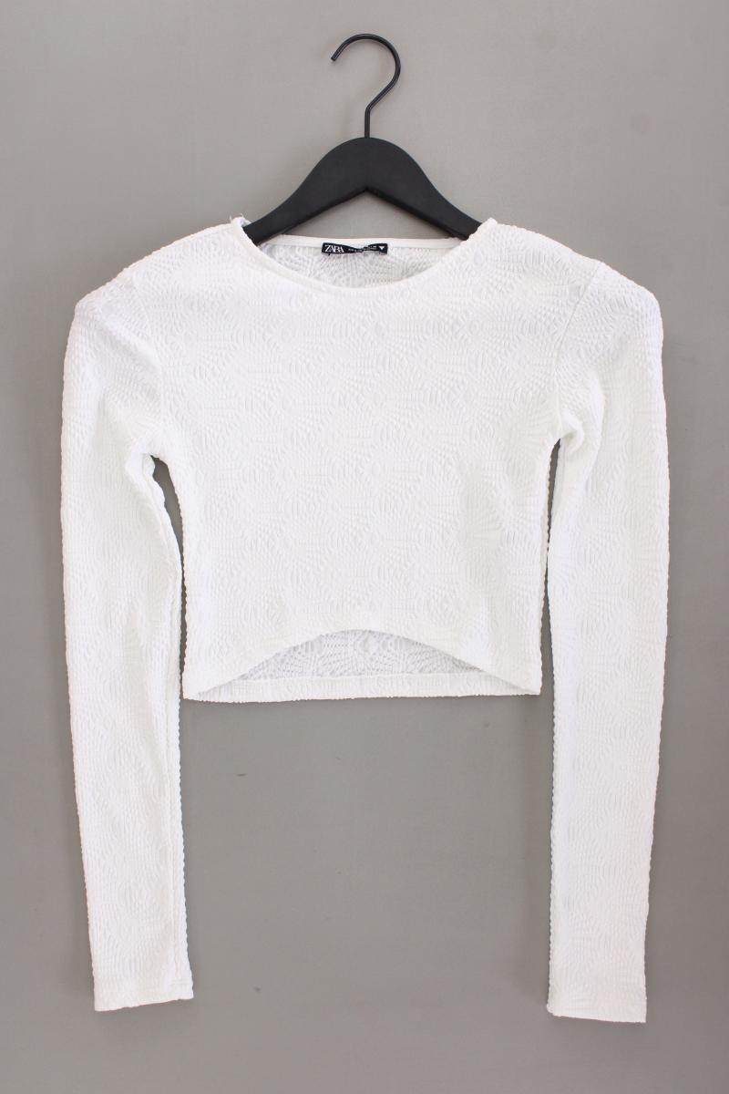 Zara Cropped Shirt Gr. S Langarm weiß aus Polyester