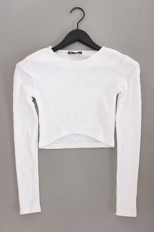 Zara Cropped Shirt Gr. S Langarm weiß aus Polyester