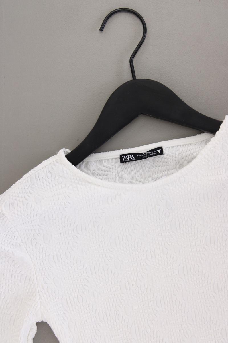 Zara Cropped Shirt Gr. S Langarm weiß aus Polyester
