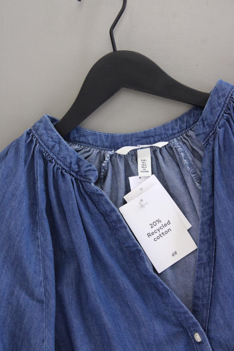 H&M Jeansbluse Gr. L neu mit Etikett 3/4 Ärmel blau aus Baumwolle