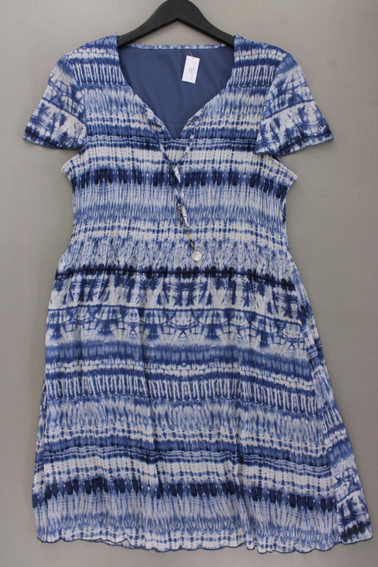 Chiffonkleid Gr. 46 Kurzarm blau