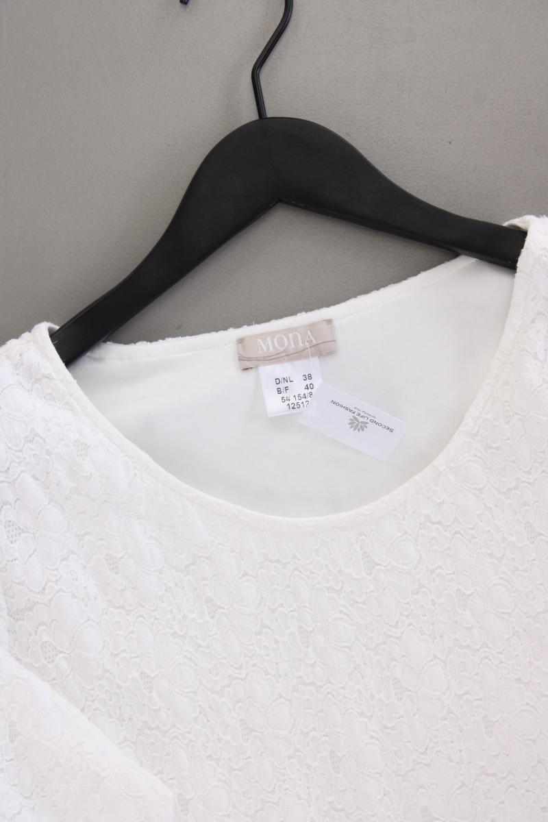 Mona Shirt mit Spitze Gr. 38 3/4 Ärmel weiß aus Polyamid