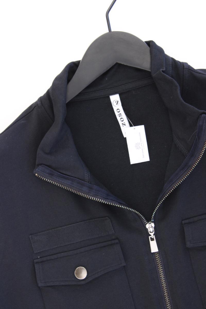 Shirt mit Reißverschluss Gr. M Kurzarm schwarz aus Baumwolle