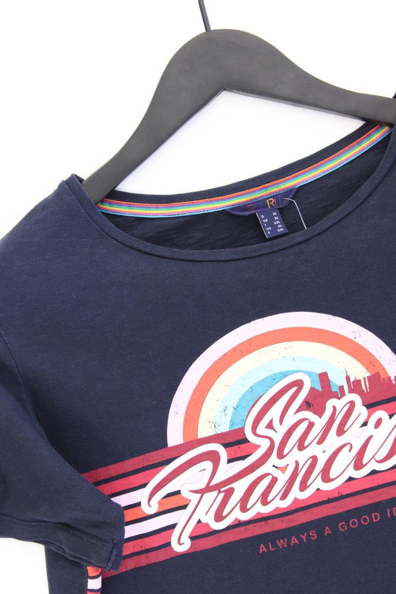 Esprit Printshirt Gr. XL Kurzarm blau aus Baumwolle