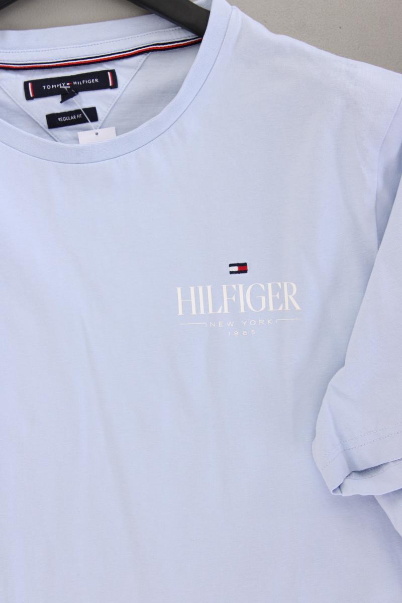 Tommy Hilfiger T-Shirt für Herren Gr. XL neuwertig Kurzarm blau aus Baumwolle