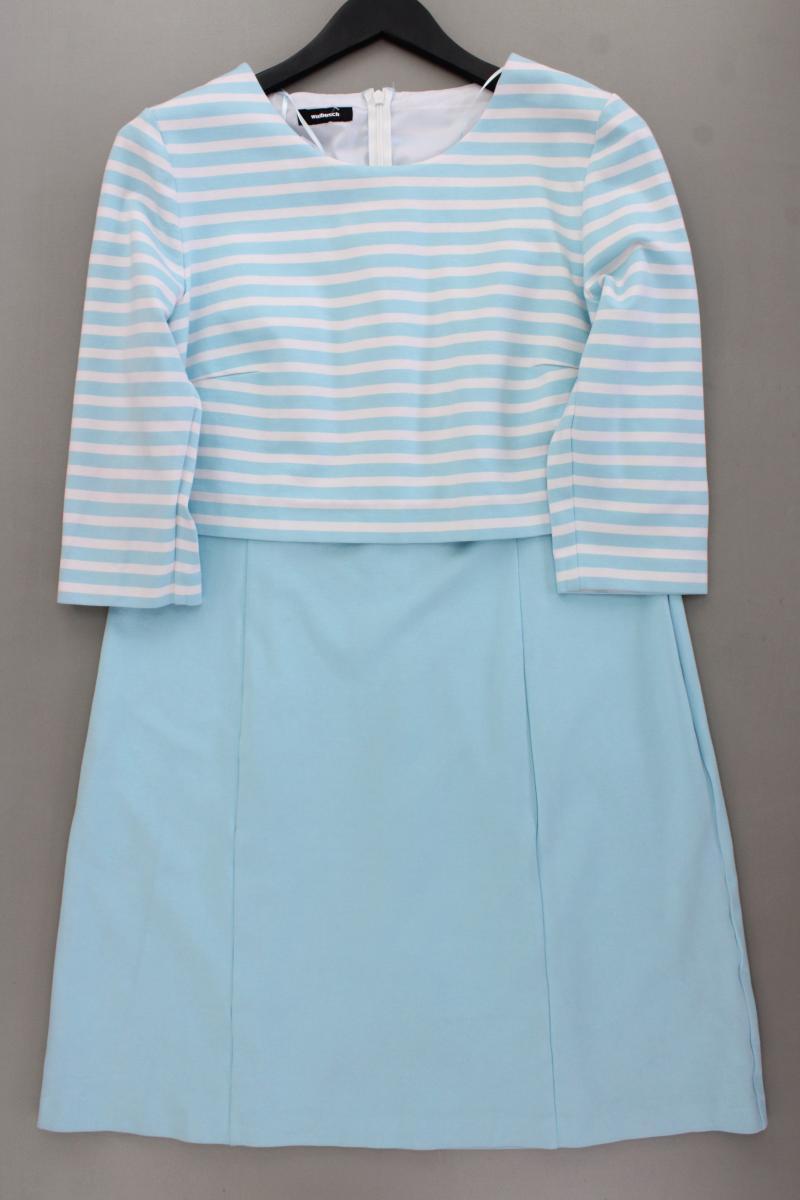 Walbusch Midikleid Gr. 44 gestreift 3/4 Ärmel türkis aus Viskose