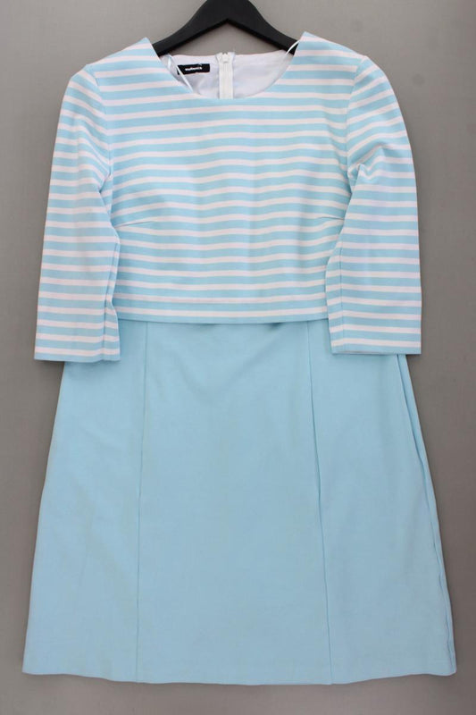 Walbusch Midikleid Gr. 44 gestreift 3/4 Ärmel türkis aus Viskose