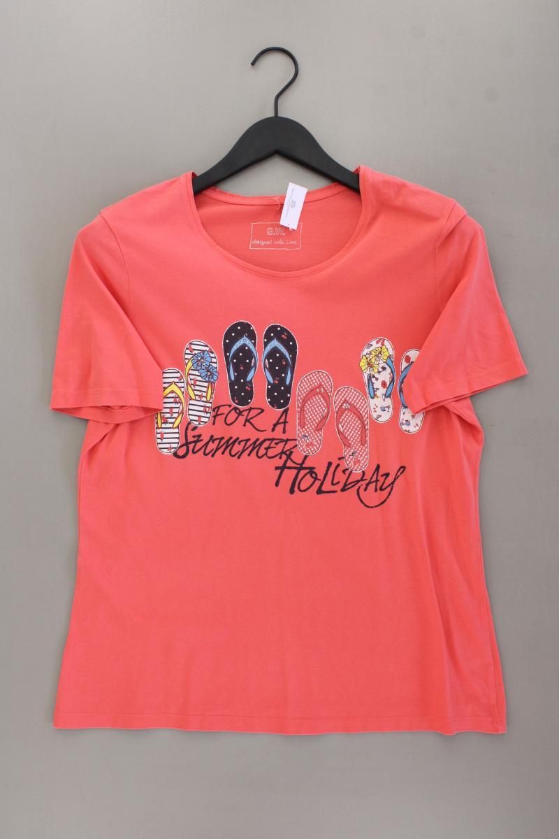 Gerry Weber Printshirt Gr. 42 Kurzarm rot aus Baumwolle