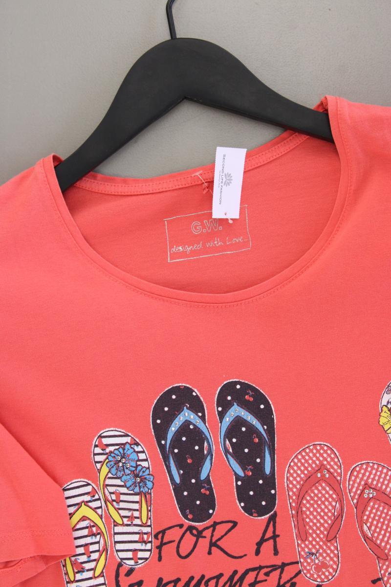 Gerry Weber Printshirt Gr. 42 Kurzarm rot aus Baumwolle