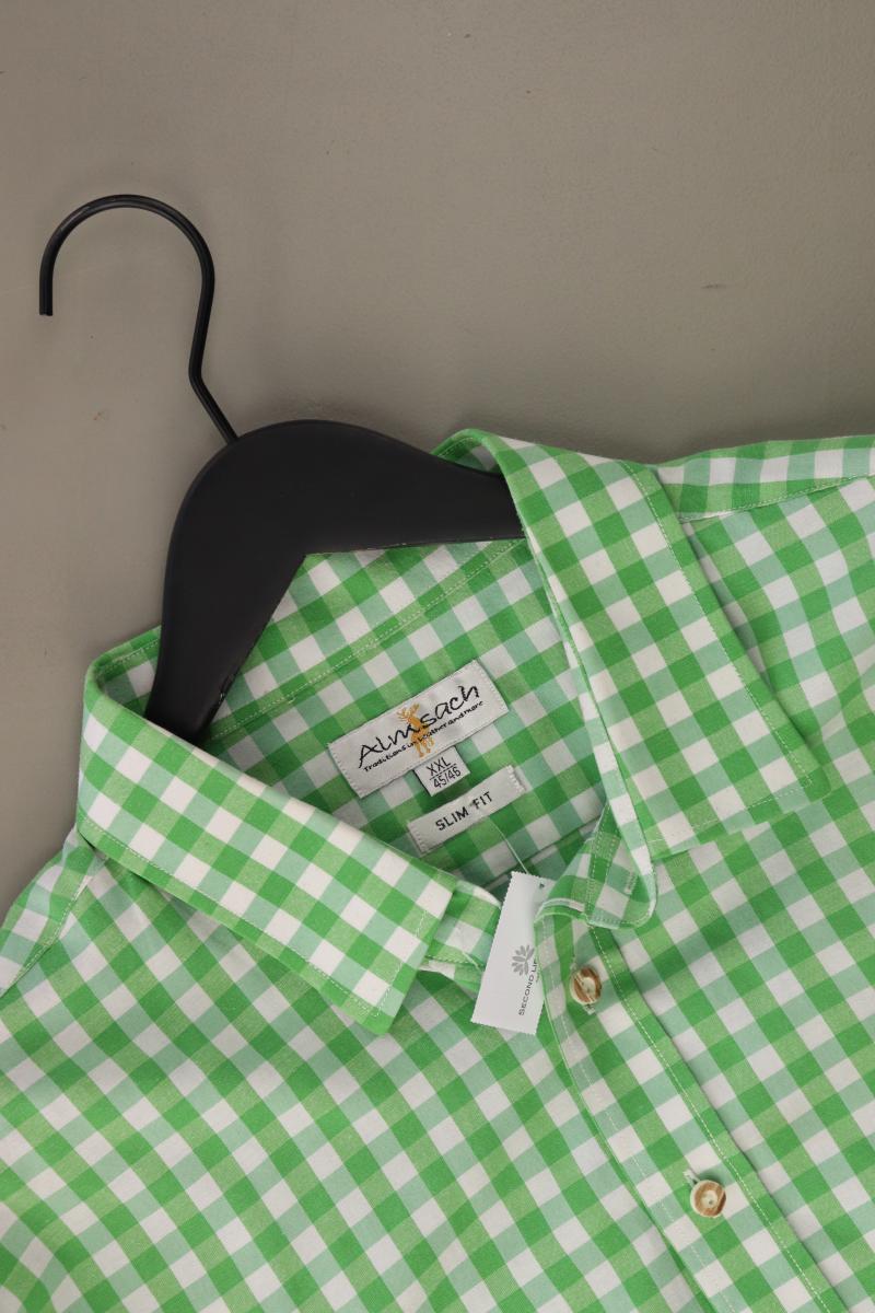 Almsach Trachtenhemd für Herren Gr. Hemdgröße 45/46 kariert Langarm grün