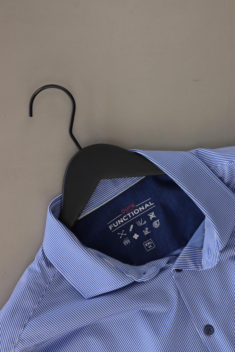 Pure Hatico Langarmhemd für Herren Gr. Hemdgröße 45 gestreift blau aus Polyamid