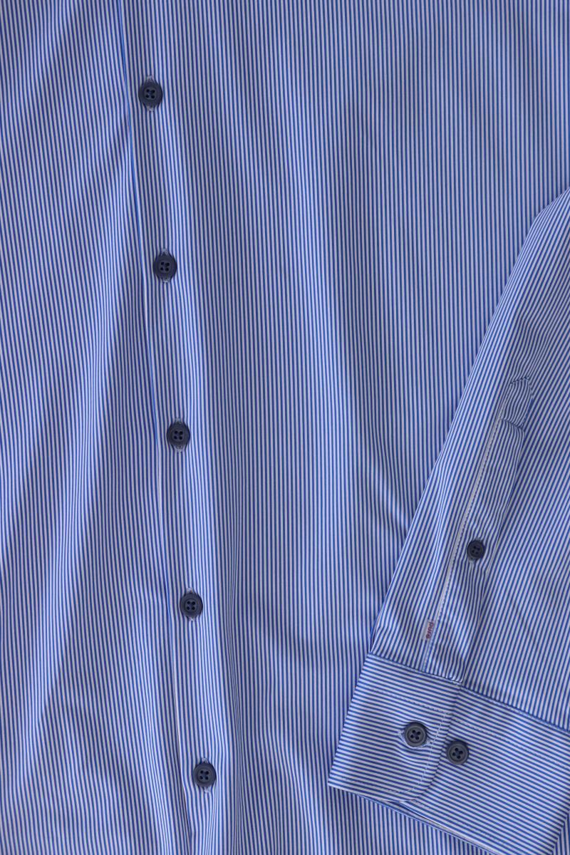 Pure Hatico Langarmhemd für Herren Gr. Hemdgröße 45 gestreift blau aus Polyamid