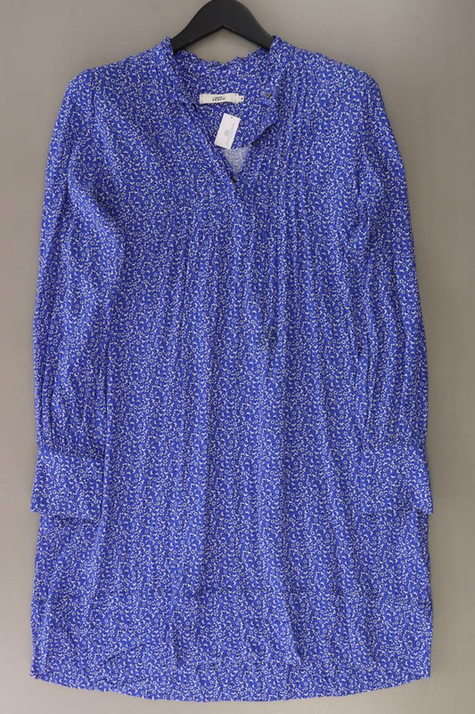 0039 Italy Langarmkleid Gr. M mit Blumenmuster blau aus Viskose