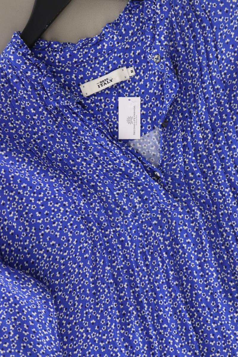 0039 Italy Langarmkleid Gr. M mit Blumenmuster blau aus Viskose
