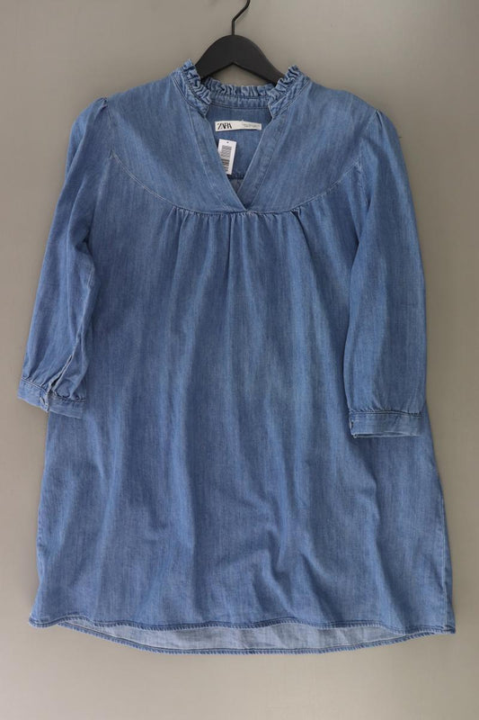 Zara Jeanskleid mit Seitentaschen Gr. M 3/4 Ärmel blau aus Baumwolle