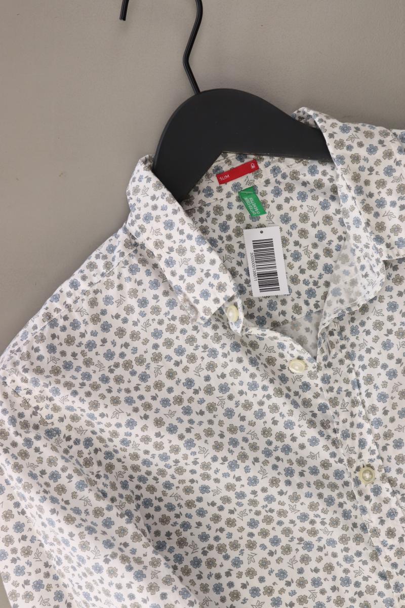 Benetton Langarmhemd für Herren Gr. M mit Blumenmuster mehrfarbig