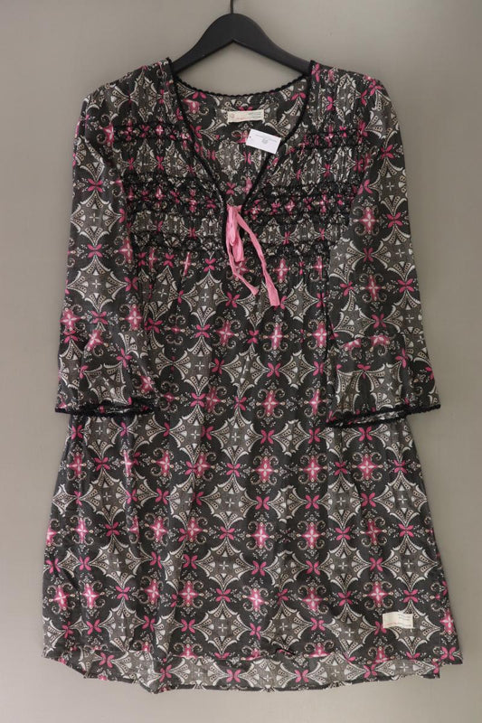Odd Molly Midikleid Gr. L mit Blumenmuster 3/4 Ärmel grau aus Baumwolle