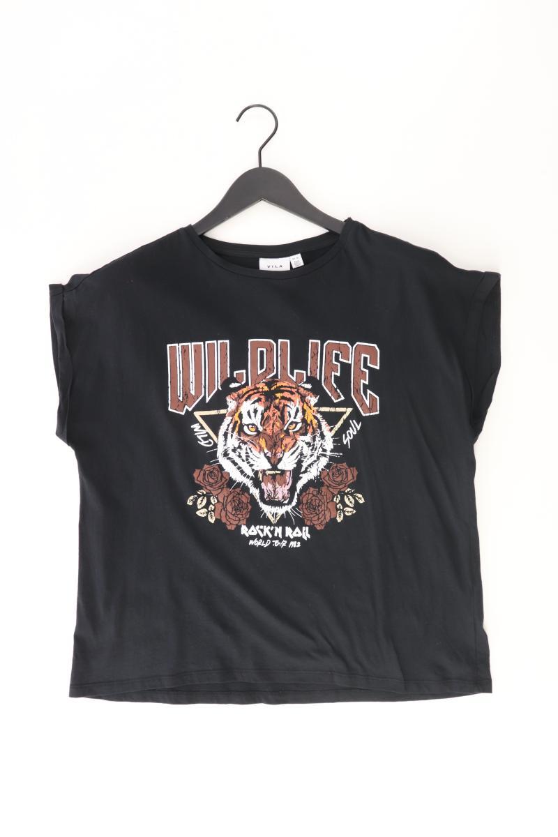 Vila Printshirt Gr. XL Kurzarm schwarz aus Baumwolle
