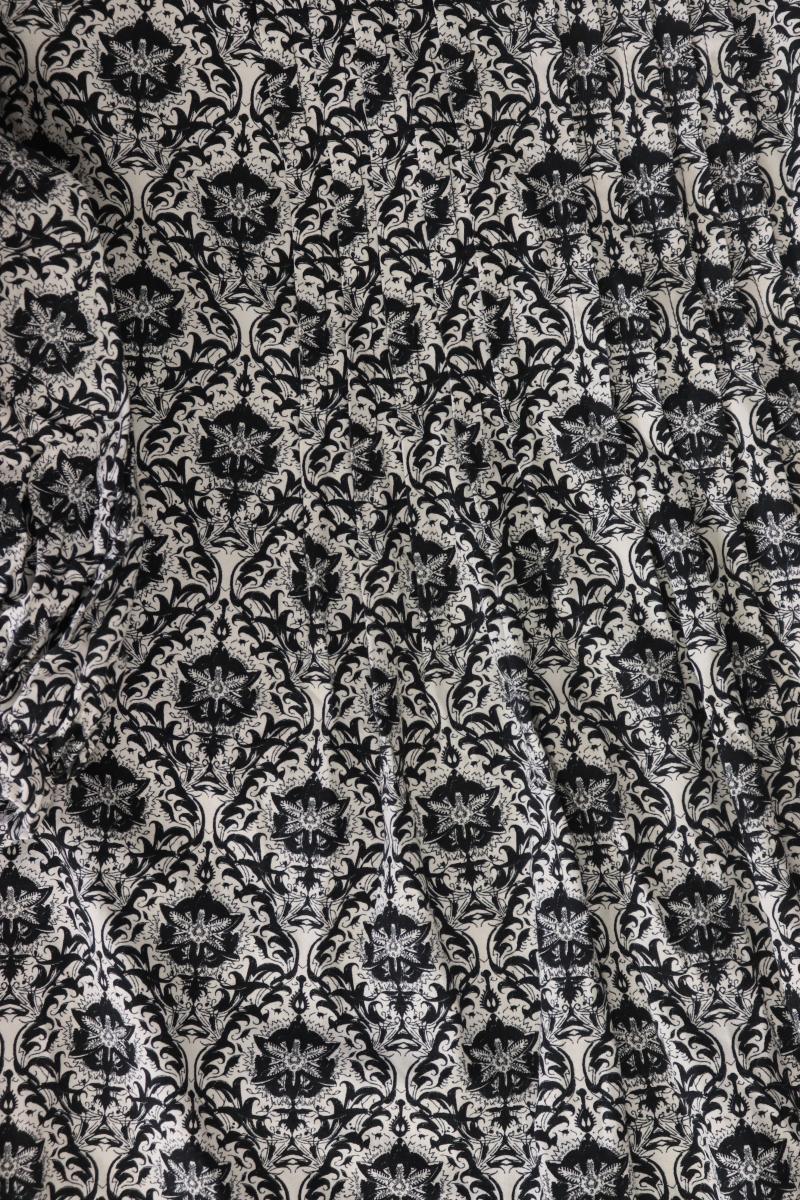 Reserved Midikleid Gr. 38 mit Blumenmuster 3/4 Ärmel schwarz aus Baumwolle