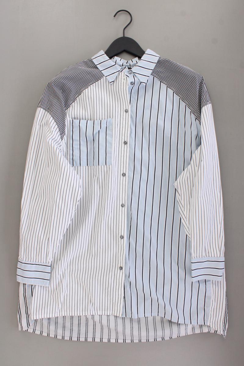 Summum Longbluse Gr. 36 gestreift Langarm blau aus Baumwolle