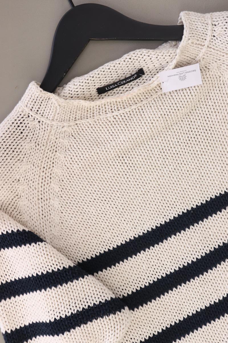 Luisa Cerano Kurzarm Crop Pullover Gr. 40 gestreift creme aus Leinen