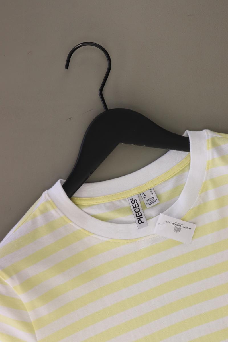 Pieces Ringelshirt Gr. M gestreift Kurzarm gelb aus Baumwolle