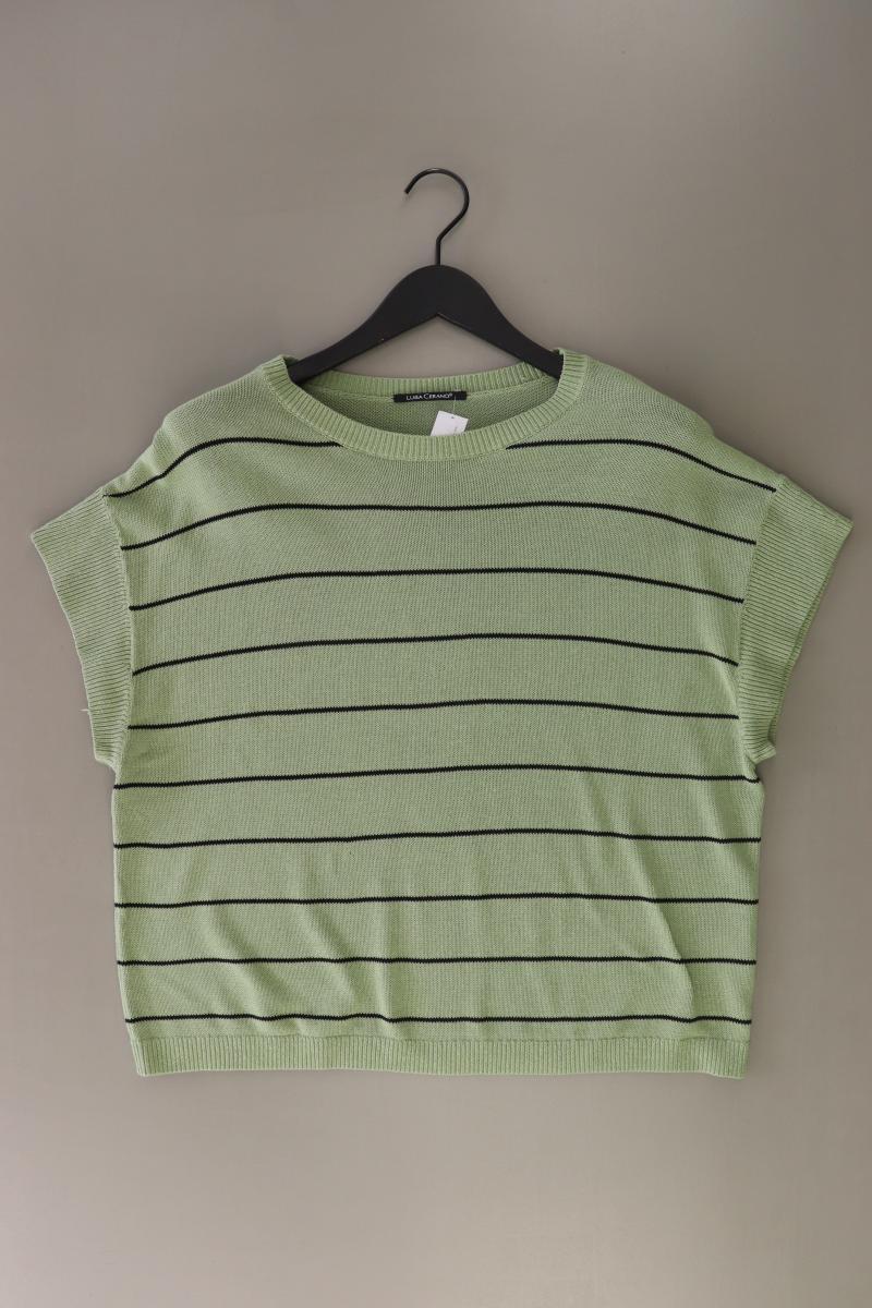 Luisa Cerano Strickshirt Gr. 42 gestreift Kurzarm grün aus Baumwolle