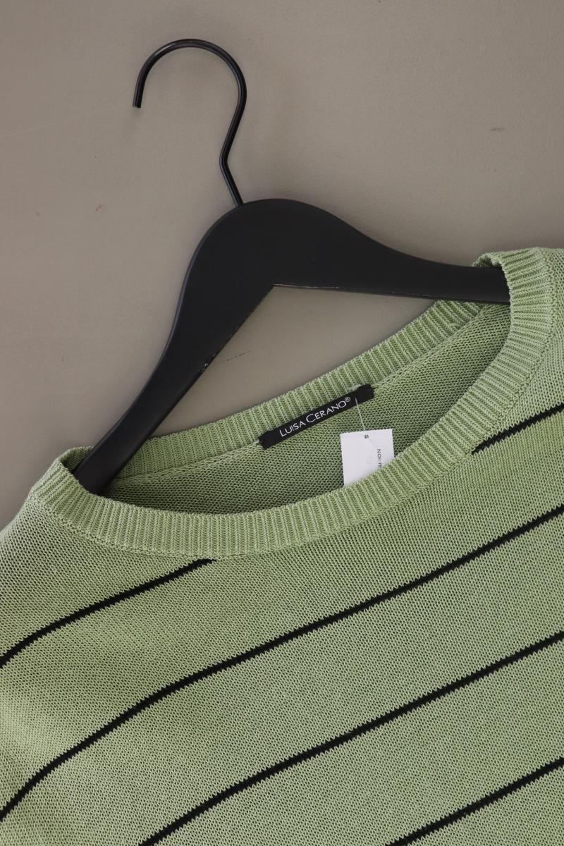 Luisa Cerano Strickshirt Gr. 42 gestreift Kurzarm grün aus Baumwolle