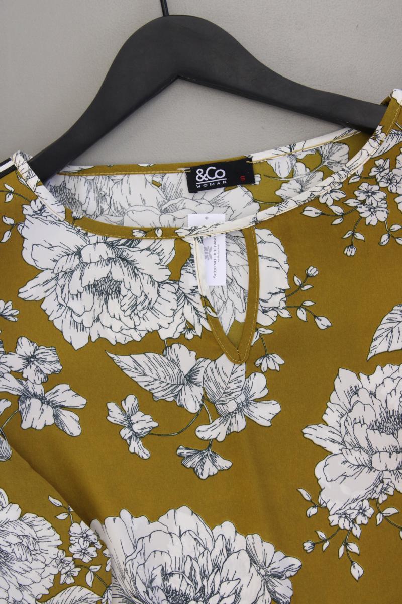 &Co Woman Langarmbluse Gr. S mit Blumenmuster olivgrün aus Polyester