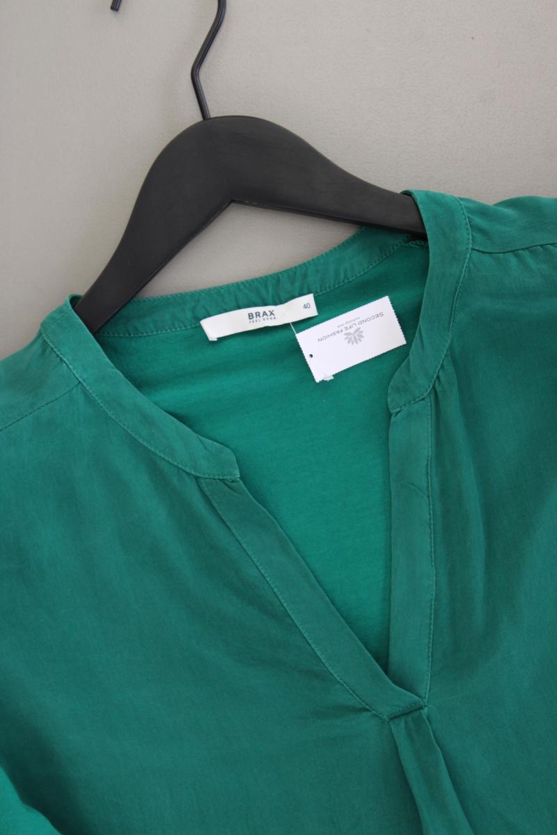 Brax Classic Bluse Gr. 40 3/4 Ärmel grün aus Viskose