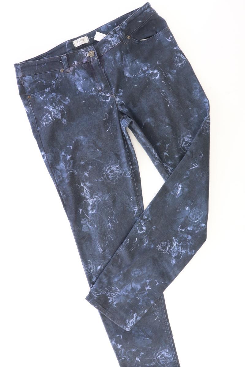 Gerry Weber Hose Modell Roxy Gr. 44 mit Blumenmuster blau aus Baumwolle