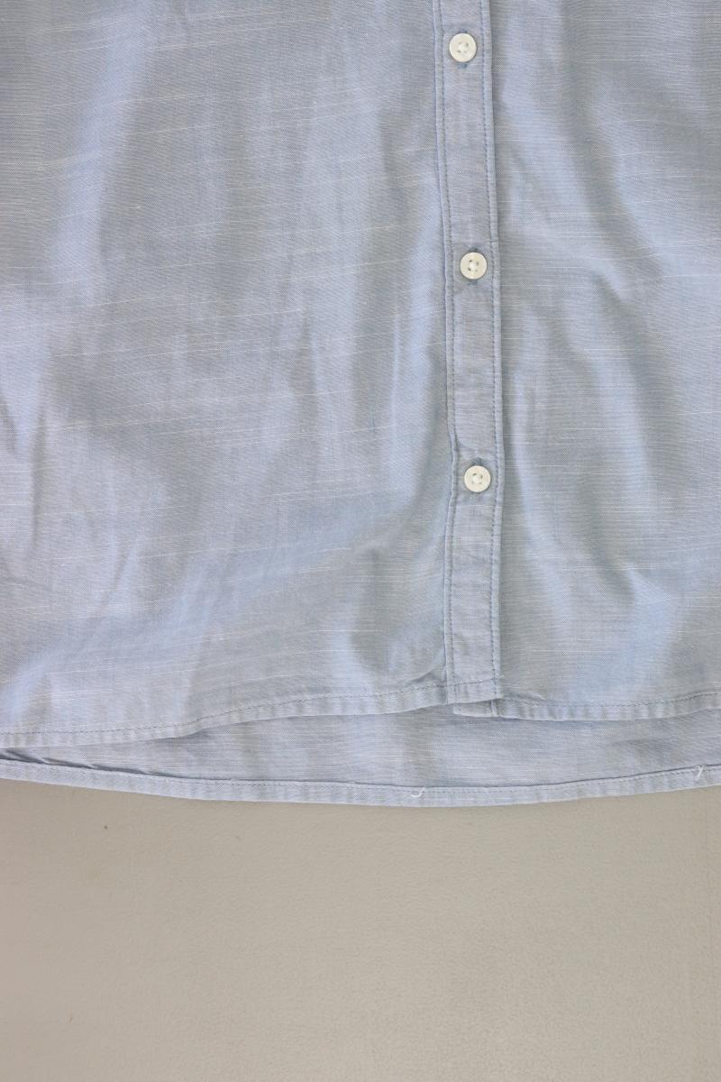 Abercrombie & Fitch Rüschenbluse Gr. XS Kurzarm blau aus Baumwolle
