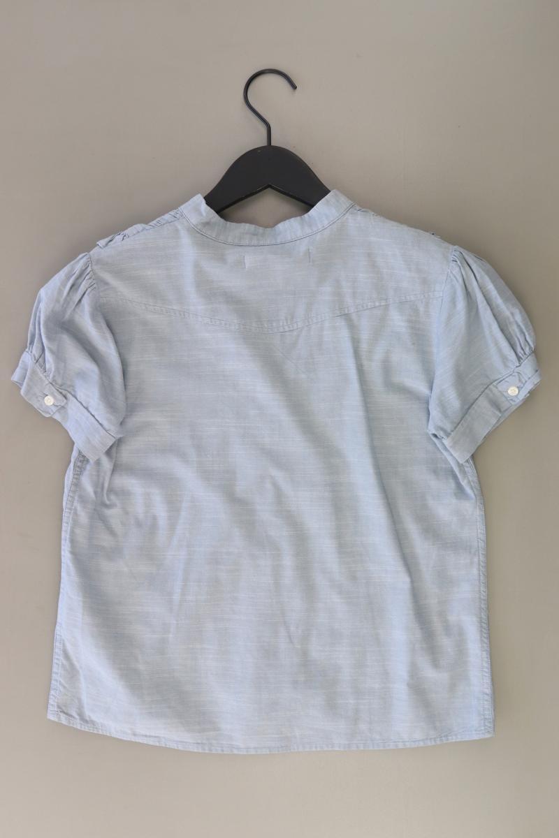 Abercrombie & Fitch Rüschenbluse Gr. XS Kurzarm blau aus Baumwolle