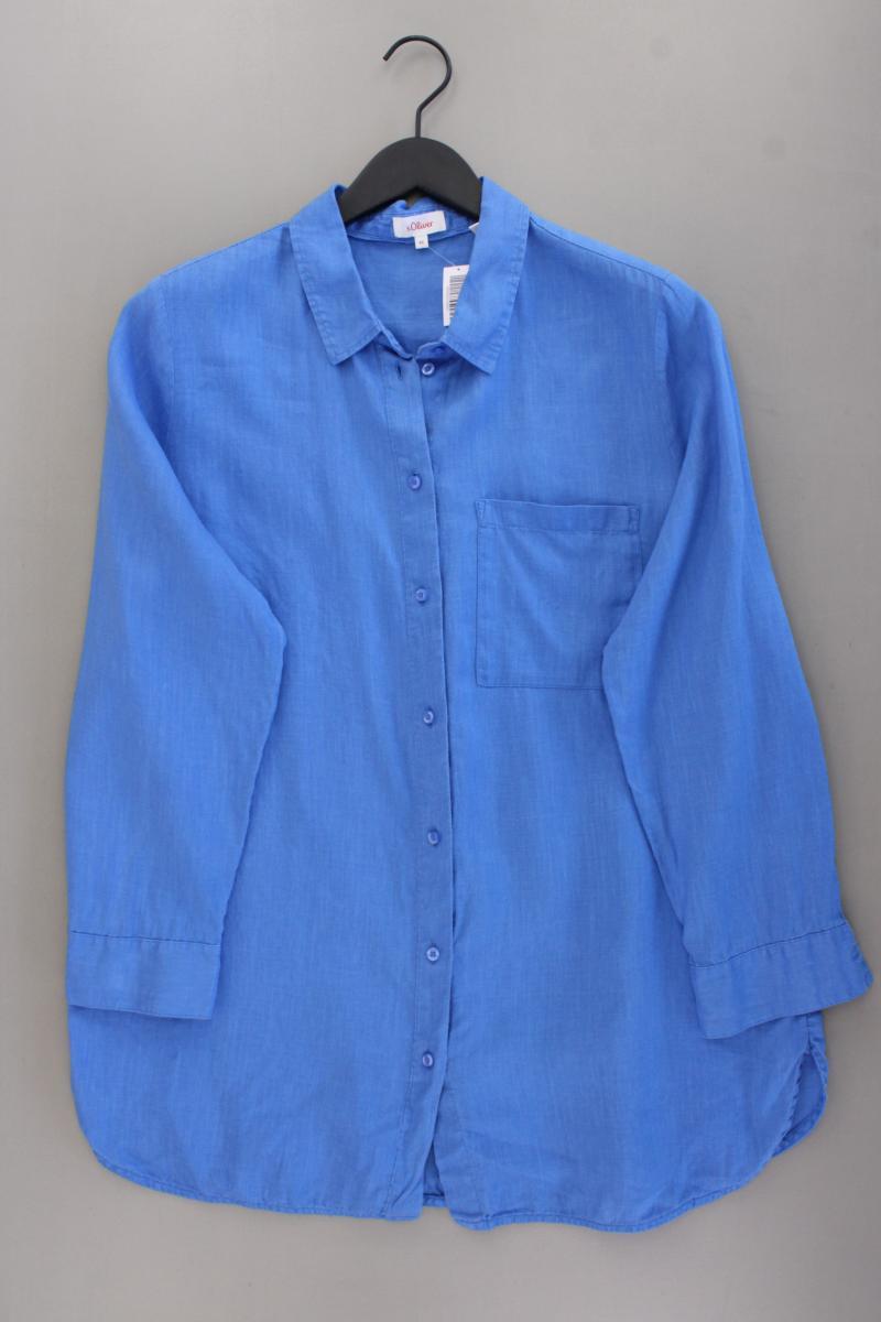 s.Oliver Leinenbluse Gr. 46 Langarm blau