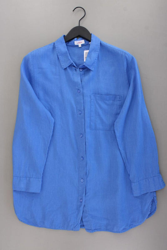 s.Oliver Leinenbluse Gr. 46 Langarm blau