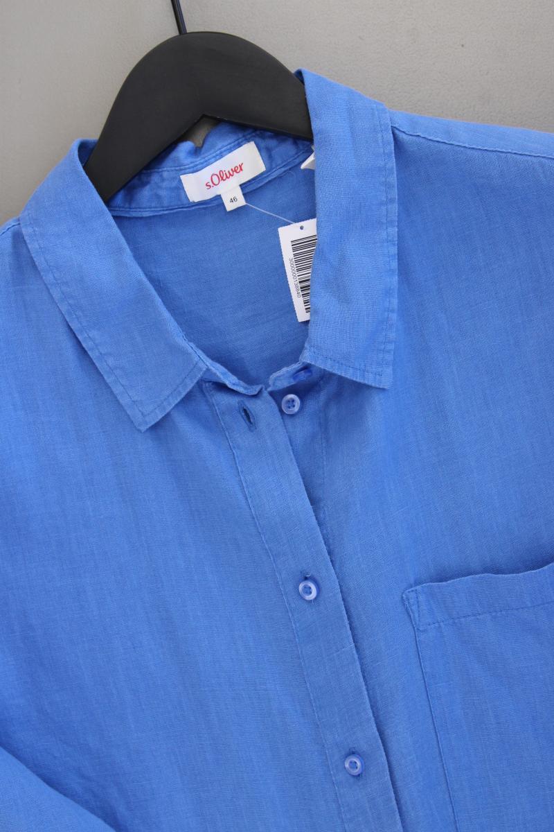 s.Oliver Leinenbluse Gr. 46 Langarm blau