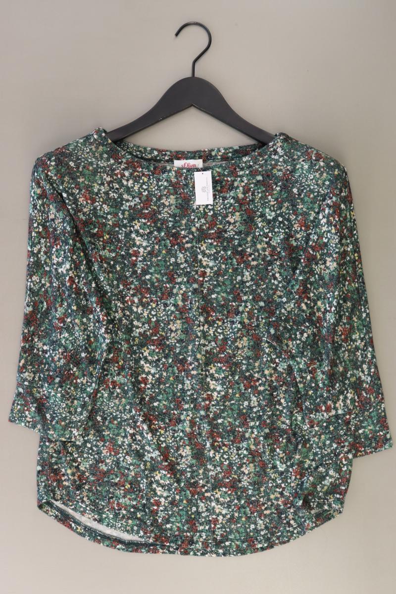 s.Oliver Feinstrickpullover Gr. S mit Blumenmuster grün aus Viskose