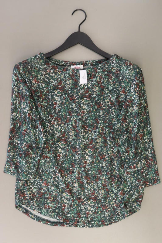 s.Oliver Feinstrickpullover Gr. S mit Blumenmuster grün aus Viskose