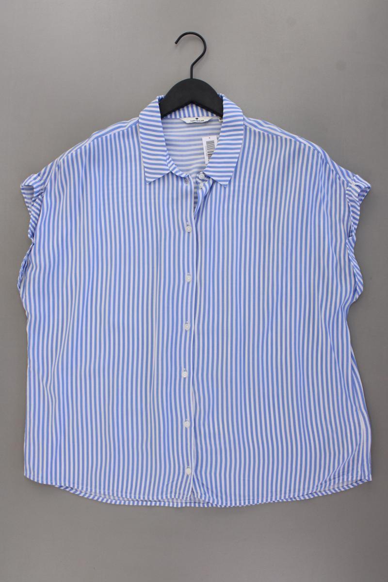 Tom Tailor Kurzarmbluse Gr. 44 gestreift blau aus Viskose