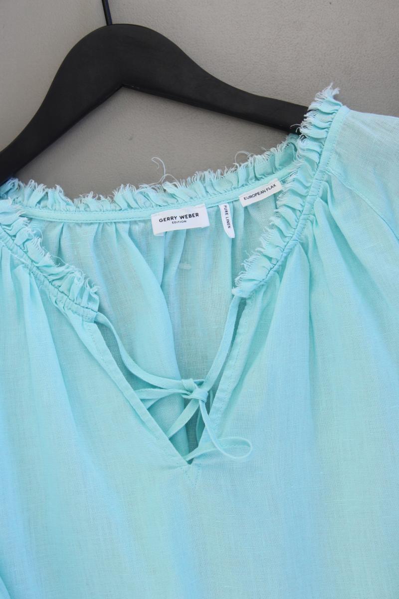 Gerry Weber Leinenbluse Gr. 44 neuwertig 3/4 Ärmel türkis