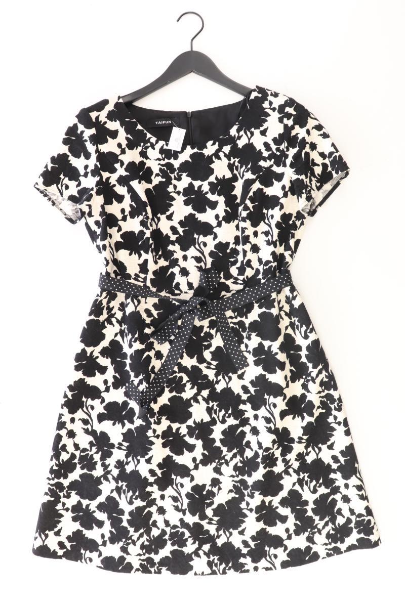 Taifun Kurzarmkleid Gr. 42 mit Blumenmuster mit Gürtel mehrfarbig aus Baumwolle