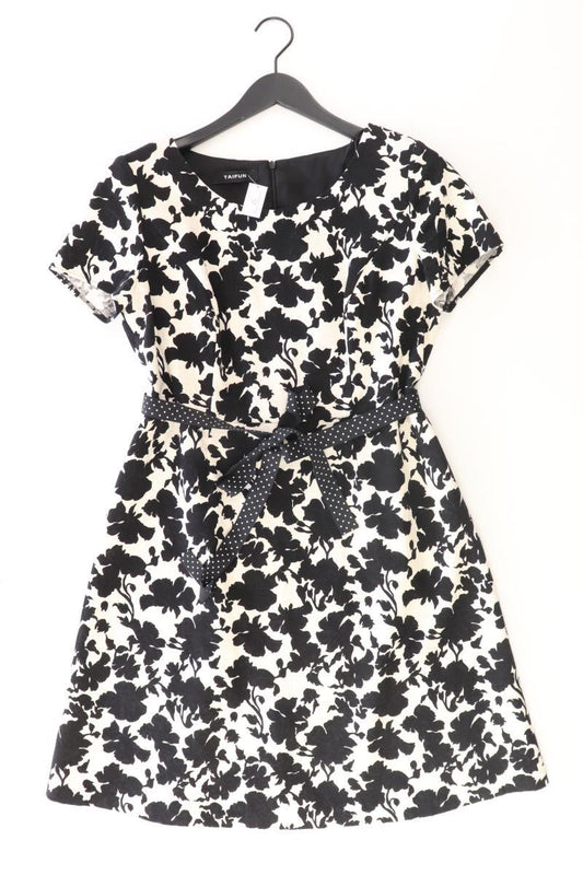 Taifun Kurzarmkleid Gr. 42 mit Blumenmuster mit Gürtel mehrfarbig aus Baumwolle