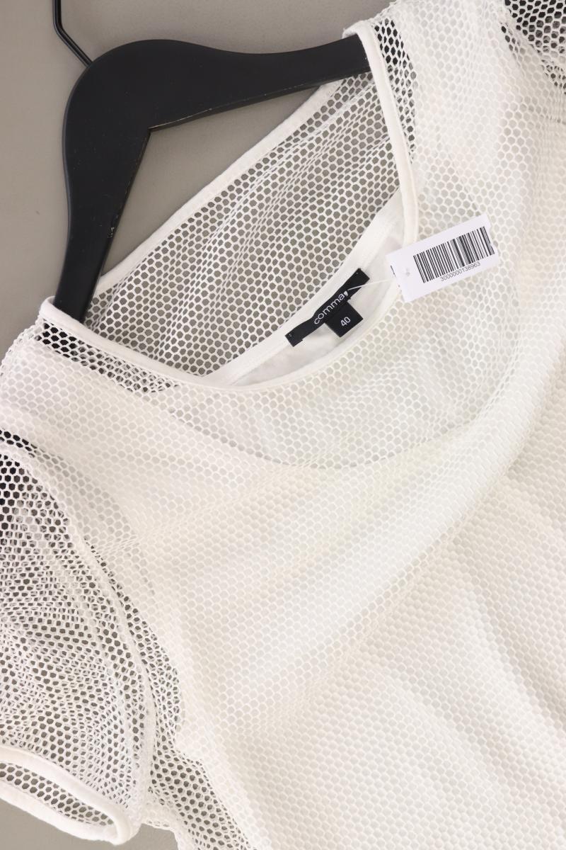 comma, Netzshirt Gr. 40 neuwertig Kurzarm weiß aus Polyester