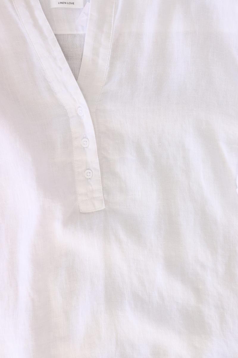 Brax Leinenbluse Gr. 42 Kurzarm weiß