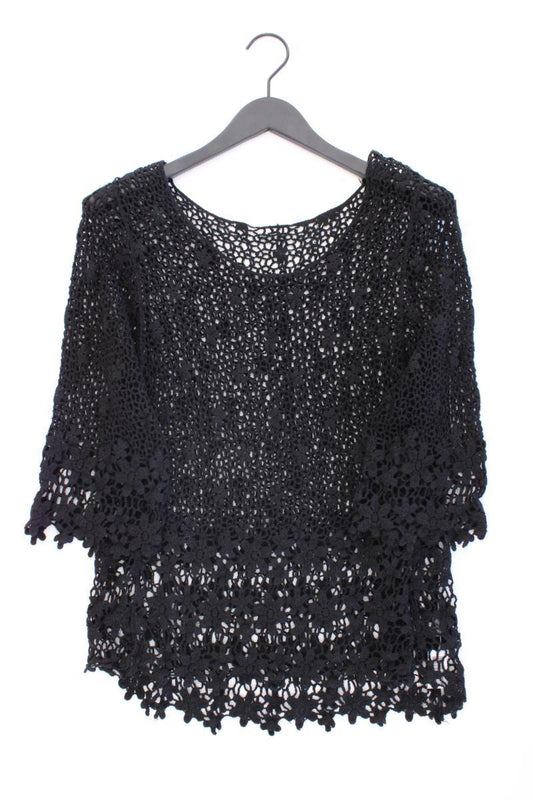 Häkelshirt Gr. OneSize 3/4 Ärmel schwarz aus Baumwolle