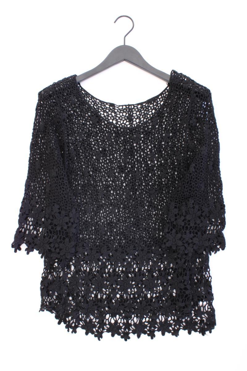 Häkelshirt Gr. OneSize 3/4 Ärmel schwarz aus Baumwolle