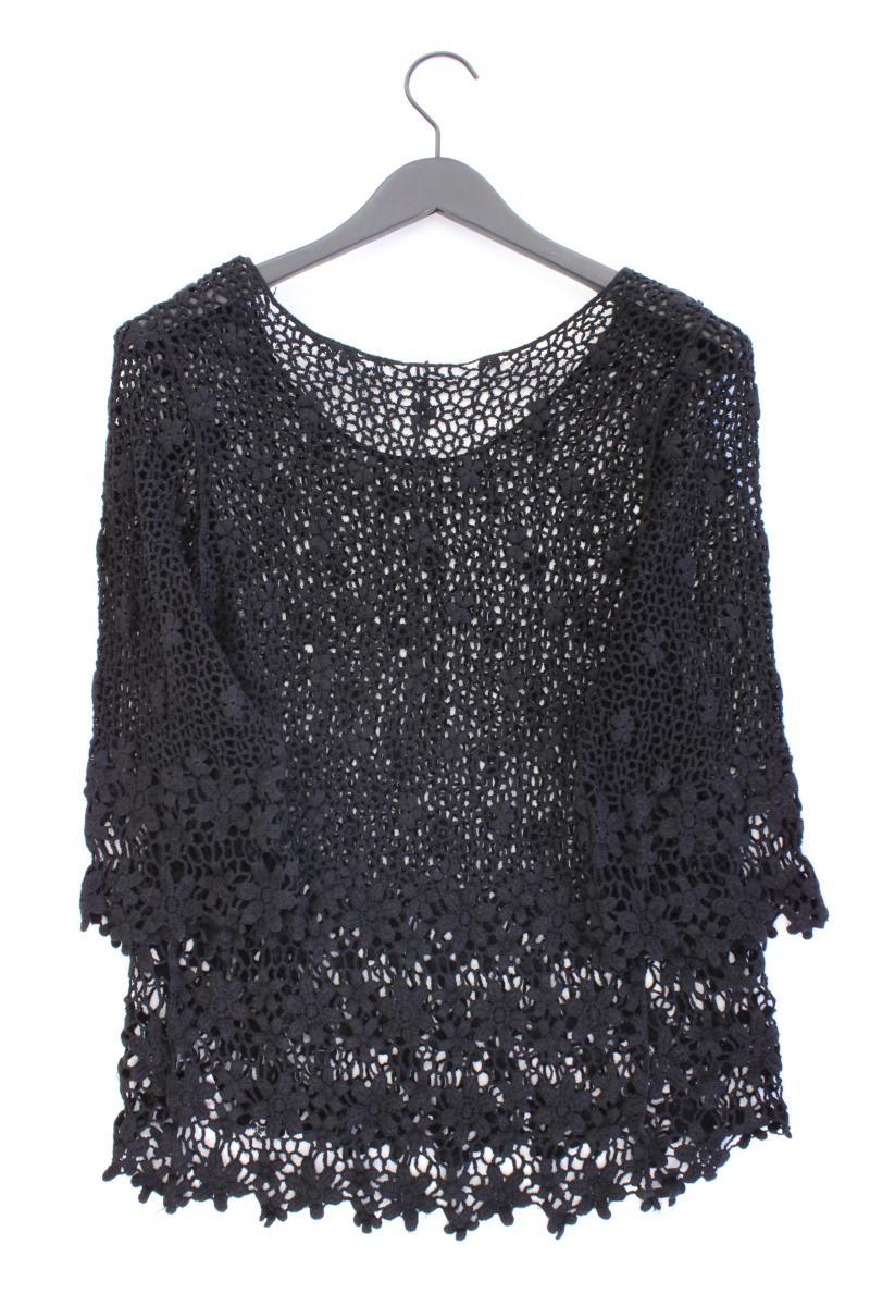 Häkelshirt Gr. OneSize 3/4 Ärmel schwarz aus Baumwolle