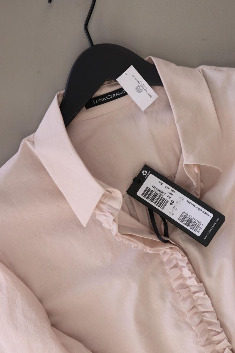 Luisa Cerano Rüschenbluse Gr. 40 neu mit Etikett Langarm rosa aus Baumwolle